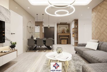 Thiết kế nội thất chung cư Gamuda - Phòng khách và phòng bếp